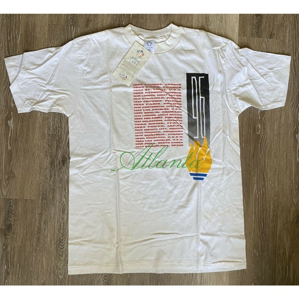 Vintage Atlanta 1996 Olympics Shirt XL, New With Tag, Made in USA - Yellow Spots